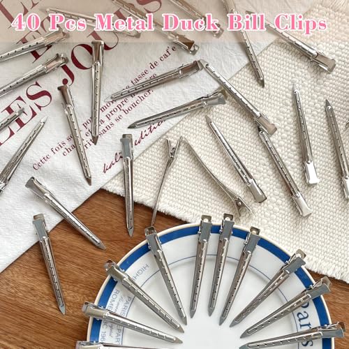 40 Pcs Metal Duck Bill Hair Clips - 3.5 Inch Alligator Clips for Thick & Thin Hair