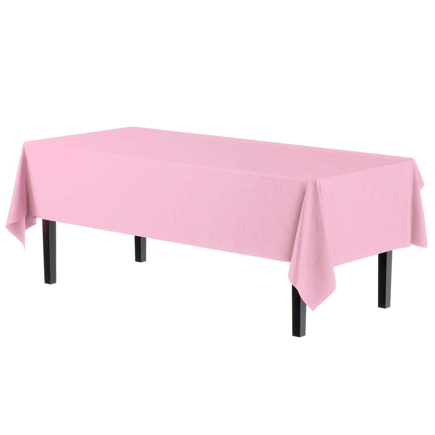 Exquisite 6-Pack Premium Plastic Tablecloth 54in. x 108in. Rectangle Plastic Table Cover - Pink