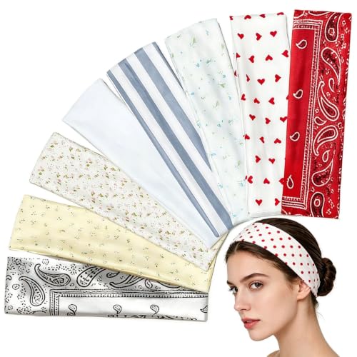 Vivid Color Soft Cloth Headbands for Women - 8 Pack, Trendy & Comfortable