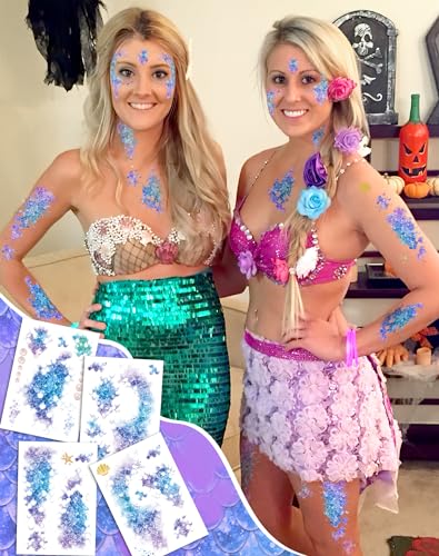 Halloween Mermaid Scale Temporary Tattoos, 12 Sheets