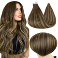 Full Shine Tape-in Hair Extensions 18 Inch Medium Brown Honey Blonde #4/24/4
