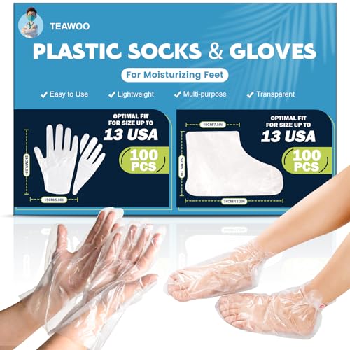TEAWOO 200-Piece Disposable Hand and Foot Mask Set with Stickers