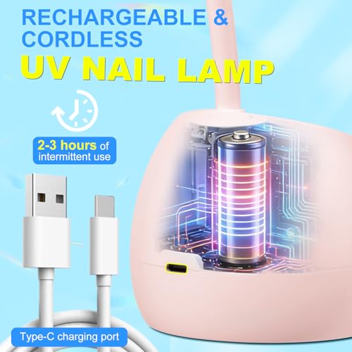 MEKK 36W Gooseneck UV Nail Lamp - Cordless, Auto Sensor, Portable