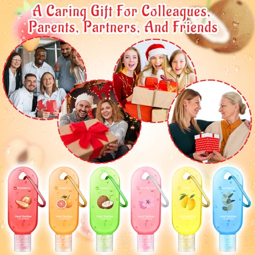 24 Pack Scented Hand Sanitizer Keychain - 1 oz Bulk Travel Size