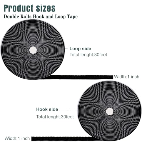 1x4 inch Hook and Loop Strips with Adhesive-40Sets, Heavy Duty Self Adhesive Tape with Backing, Nylon Self Adhesive Tape for Home Office School and Crafting,Black