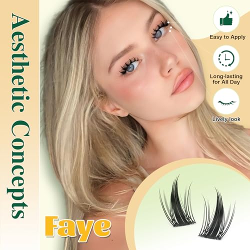 KEYYOU Manga Lash Clusters Kit 8-18mm Eyelash Clusters Kit DIY Lash Extension Natural Fairy Cluster Lashes 144pcs with Lash Bond Seal Remover Applicator Soft Thin Band(Faye)