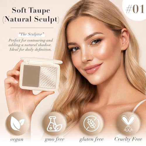2-in-1 Contour & Highlighter Palette with Mirror - Matte & Shimmer