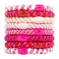 L. Erickson Pink Hair Ties for Thick Hair, Grab & Go Ponytail Holders, 8 Pack, Think Pink, Thick No-Crease Bands with Strong Hold, Damage-Free Design, Sweet Feminine Colors