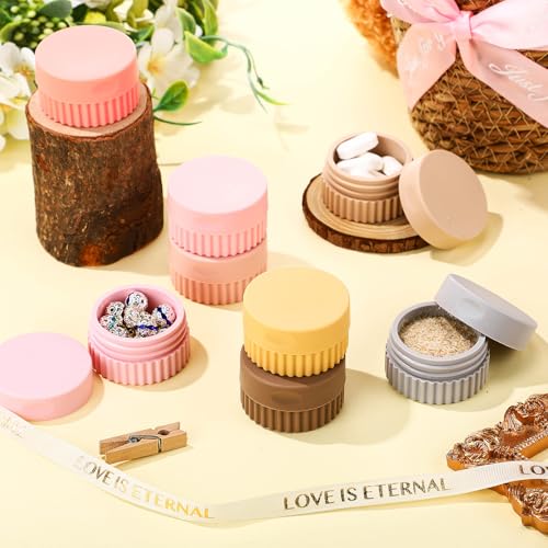 Maxcheck 8 Pcs Travel Containers for Toiletries 0.68 Oz/20 ml Small Silicone Cream Jar with Lid Mini Leakproof Lotion Jar Refillable Travel Cosmetic Container for Face Body Skin Cream (Novel Color)