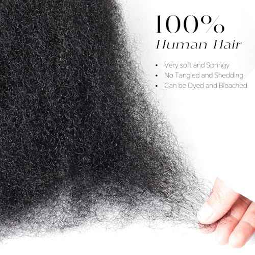 BLL Afro Kinkys Bulk Human Hair, 18 Inch 50 Gram 100% Human Hair for Mini Twist Braiding Dreadlock Loc Extensions Afro Kinky Curly Hair Bulk Black Color (1B, 18 Inch (Pack Of 1))