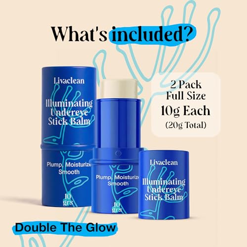 LivaClean Retinol Under Eye Balm Stick for Dark Circles & Puffiness, 2 Pack