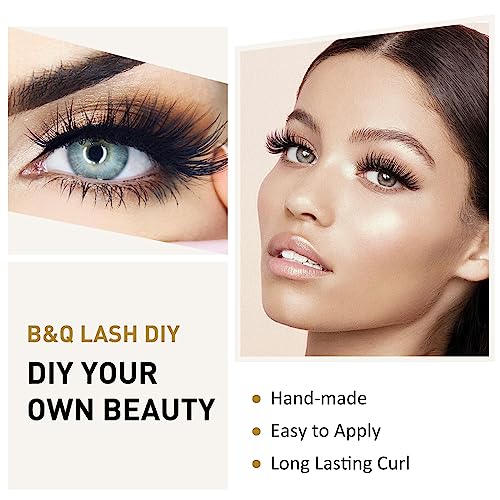 Lash Clusters B55 D Curl 10mm DIY Eyelash Extensions 72 Clusters Lashes Volume Individual Lashes Eyelash Clusters Extensions Individual Lashes Cluster DIY at Home (B55,D-10mm)