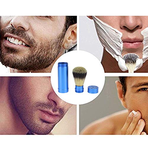 Walfront Men Portable Travel Foaming Shaving Brush, Grooming Tool for Wet Shaving, Bathroom Supplies for Daily Use
