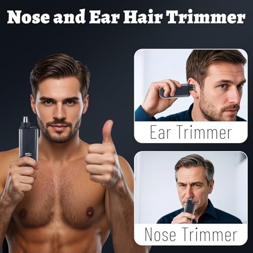 Nose and Ear Hair Trimmer for Men, 2026 Nose Hair Trimmer Clipper with LED Display for Women, Professional IPX7 Waterproof Dual Edge Blades Nasal Trimmer Clippers for Travel
