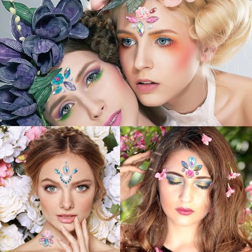 16Pcs Face Gems Stickers Diamond Rhinestone Forehead Decals