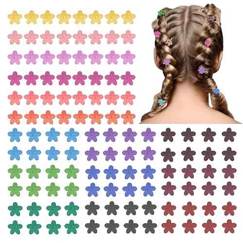 120 Mini Hair Accessories: Colorful Claw Clips, Flower Clips in a Beautiful Box for Women, Girls and Toddlers