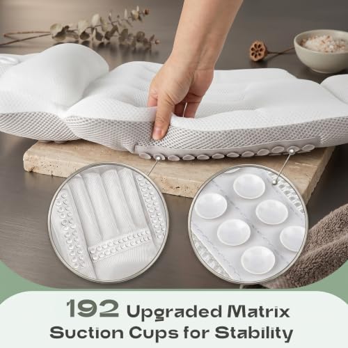 5D Mesh Bath Pillow with Neck & Back Support - Non-Slip