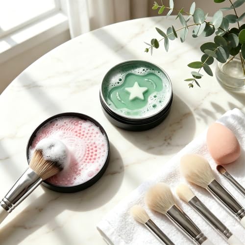 Makeup Brush Cleaner Soap with Silicone Pad | 2-in-1 Deep Clean