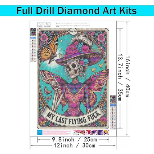 Gothic Skeleton Diamond Painting Kit for Adults – 12x16" Full Round 5D Art