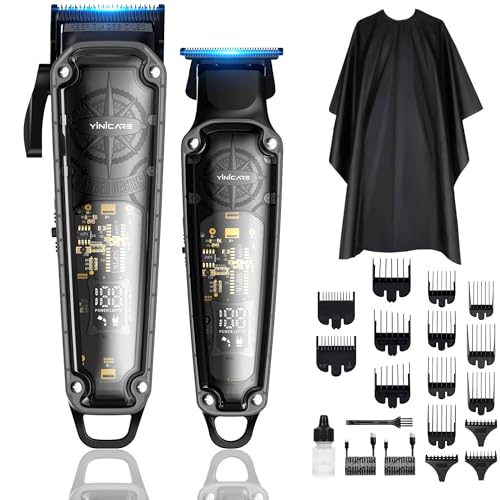 Hair Clippers for Men Barber Kit - Yinicare Professional Cordless Electric Hair Cutting Set with Pomade Hair Clipper, Zero Gap T-Blade Trimmer, Guards for Mens Haircut (Hair Clippers Set)