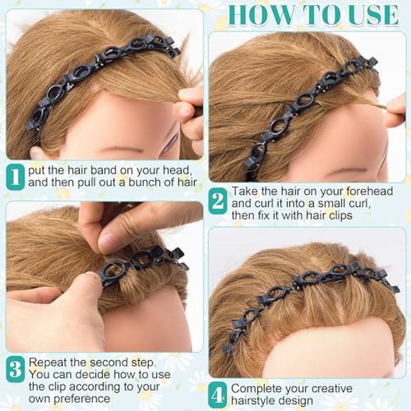 2pc Double Layer Clip Headband Set - Black & Brown
