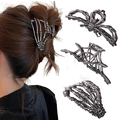 Spider Web Skeleton Hair Claw Clips - Set of 3