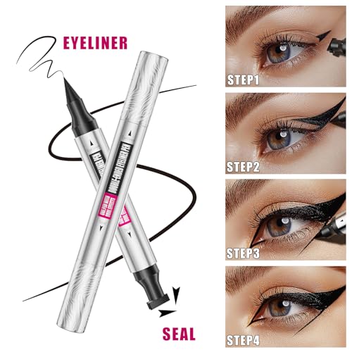 2-in-1 Double Head Winged Eyeliner Stamp - Waterproof, Smudge-Proof & Fade-Resistant Black Liquid Liner Cat Eyes(2 pcs)