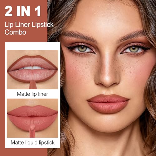 MAKI YIKA Brown Lip Liner & Pink Matte Liquid Lipstick Set