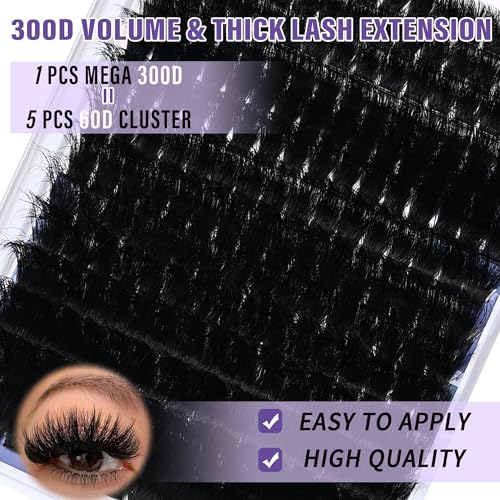 300D Lash Clusters Extensions 12-25mm Volume Wispy Individual Eyelashes