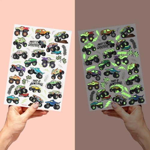 xo, Fetti Glow in the Dark Monster Truck Temporary Tattoos - 50 Pack