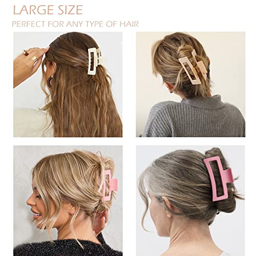 Large Hair Claw Clips 12 Pack - Strong Hold Matte Plastic