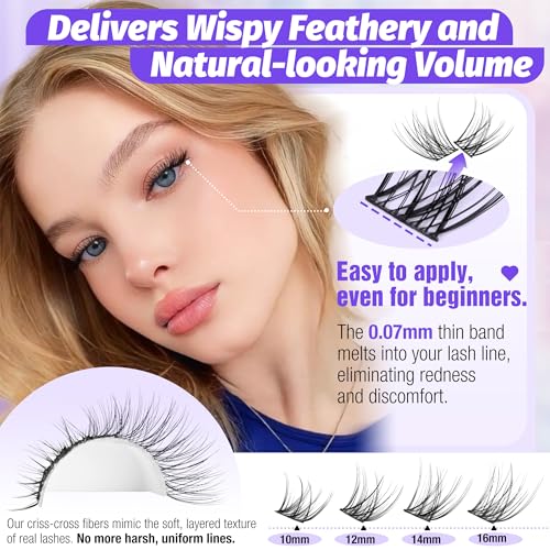 Wispy Lash Clusters Kit - 144pcs C Curved Extensions 10-16mm