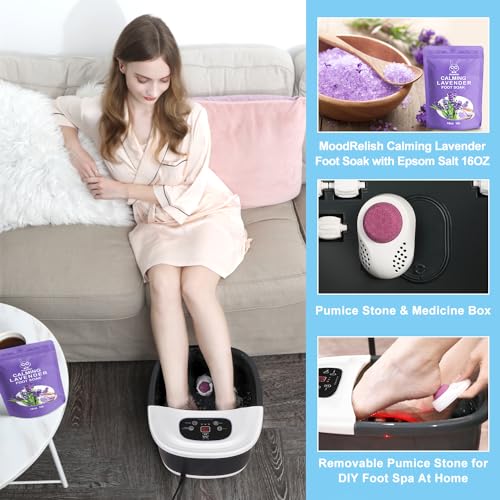 Foot Spa Bath Massager with Heat, Bubbles & Vibration - Black