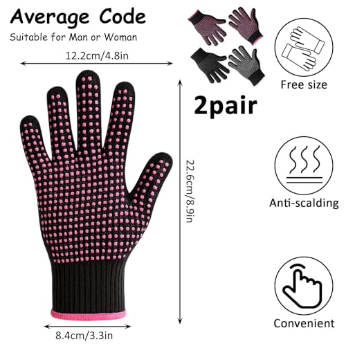 Heat Resistant Gloves for Hair Styling, 4 Pack