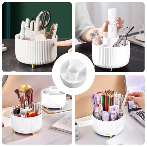 360° Rotating Makeup Brush Holder Organizer - 5 Compartments