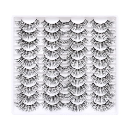 Azenlo 20 Pairs Wispy Faux Mink False Eyelashes Style 20-065, 14mm Fluffy Cat Eye Lashes