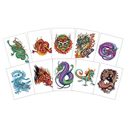 Large Dragon Ink Temporary Tattoos for Party Favor/Party Activity - 30 Sheets - Series 3