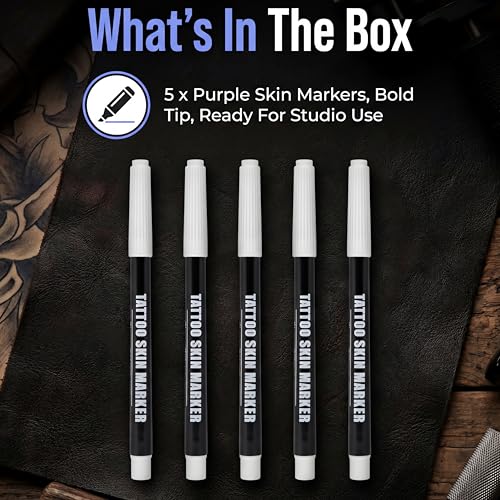 Tattoo Skin Markers Bold Tip Purple 5-Pack