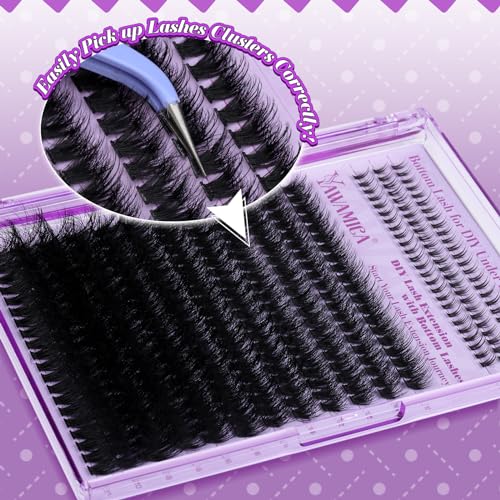 Yawamica Cluster Lash Extensions 315pcs DIY Kit with Bottom Lashes