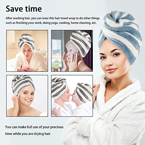 SUNLAND Microfiber Hair Drying Towel Wrap Super Absorbent Hair Turban for Wet Hair Soft and Lightweight Hair Towel 3Pack