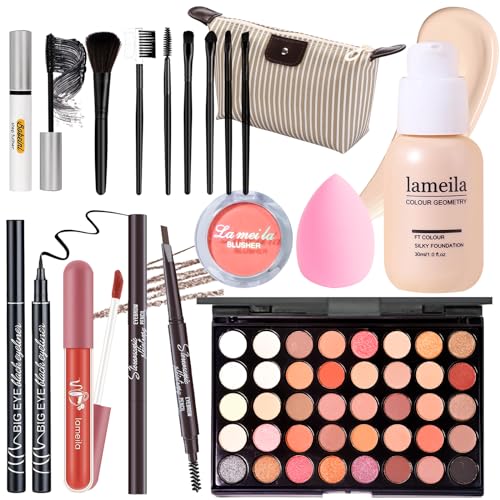 YBUETE Complete Makeup Kit for Women & Teens - 40 Eyeshadow Colors, Brushes, Bag