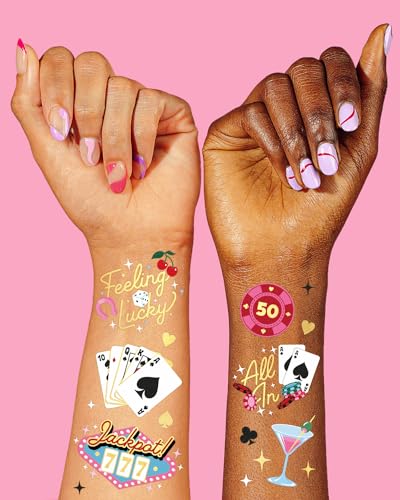 Casino Temporary Tattoos - 50 Gold Foil Designs
