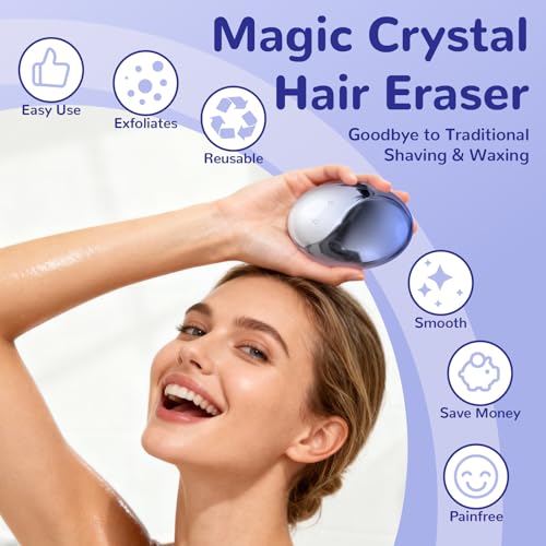 Crystal Hair Eraser for Women and Men, Reusable Crystal Hair Remover Painless Exfoliation Epilators Hair Removal for Women, Magic Hair Eraser for Back Arms Legs (Gradient Blue)
