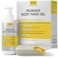 Body Wash | Psoriasis Treatment For Skin | Psoriasis Body Gel | Foaming Cleanser For Dry, Itchy, Red, Flaky, Scaly Skin w/Scrubber