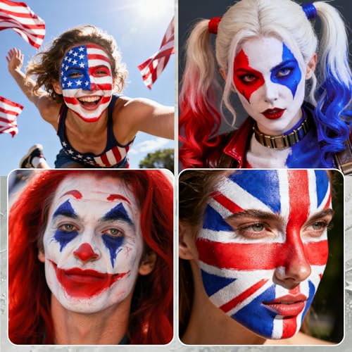 3PCS Face Body Paint Stick Set - Blue White Red