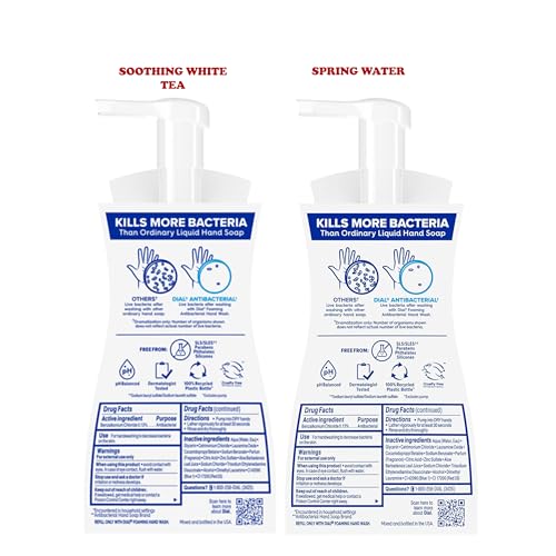Dial Foaming Hand Wash Variety Pack, 5 Pack Hand Soap in Pump Bottles, Gentle Moisturizing Aloe Vera Formula, White Tea/Spring Water, 10 fl oz. Each