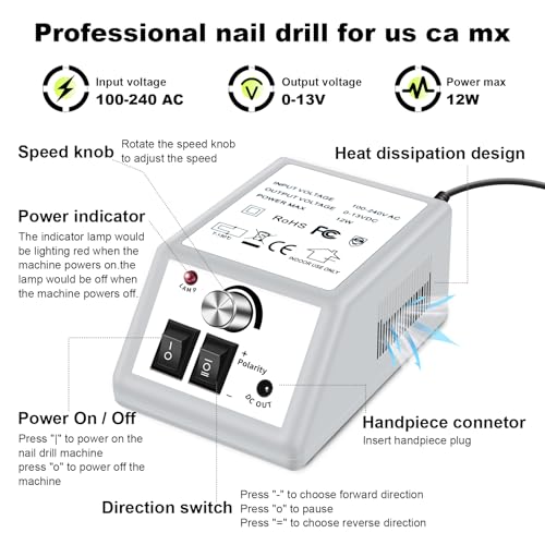 Electric Nail Drill Kit - Low Noise, 20,000 RPM, 156pcs Accessories