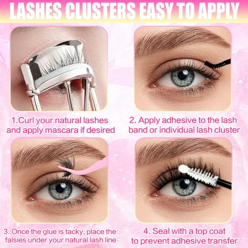 Lash Clusters Kit, 44 Top & 8 Bottom Styles, Wispy Manga Lashes