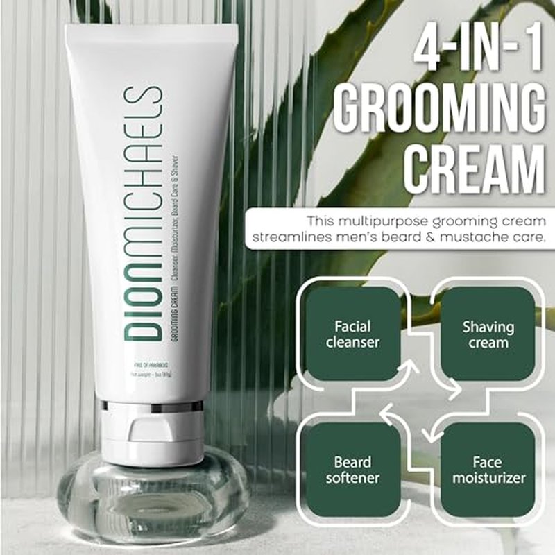 4-in-1 Grooming and Shave Cream for Men - Shaving Cream, Facial Cleanser, Beard Care and Moisturizer - Beard Softener for Men - Hydrating Men's Shaving Creams For All Skin Types, 3oz