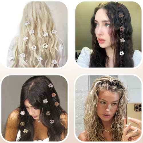 Small Flower Hair Clips 100PCS, Mini Hair Clips Baby Claw Clips Cute Jaw Clips Hair Pins Hair Barrettes Toddler Hair Accessories for Women Girls Kids Teens, Neutral Colors